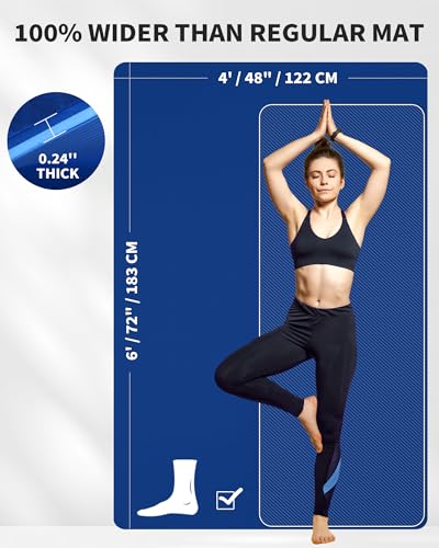 CAMBIVO 72''x48'' Large Yoga Mat, Extra Thick TPE Workout Mat - color: BLUE, size: 6mm