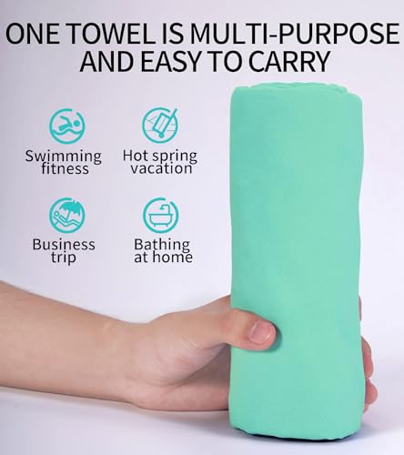 Microfiber Towel for Body,Microfiber Beach Towel,BackpackingTowel,Camping Towels Lightweight,Soft Compact Lightweight Quick Dry Fitness Hiking Yoga Camping TravelTowel - color: Green