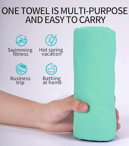 Microfiber Towel for Body,Microfiber Beach Towel,BackpackingTowel,Camping Towels Lightweight,Soft Compact Lightweight Quick Dry Fitness Hiking Yoga Camping TravelTowel - color: Green