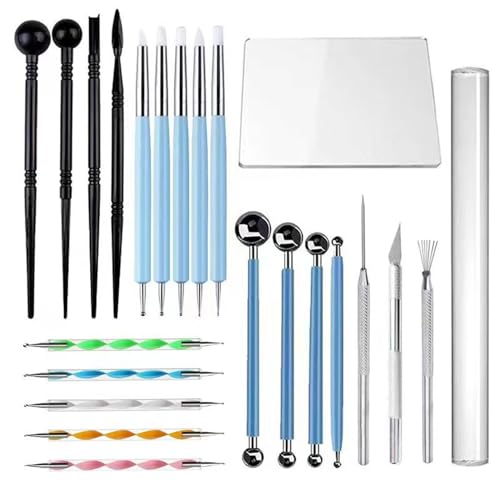 Polymer Clay Tools 23pcs Modeling Clay Sculpting Tools Set Polymer Clay Sculpting Carving Tools Including Molding Rods,Drill Pen, Carving Tool