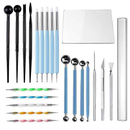 Polymer Clay Tools 23pcs Modeling Clay Sculpting Tools Set Polymer Clay Sculpting Carving Tools Including Molding Rods,Drill Pen, Carving Tool