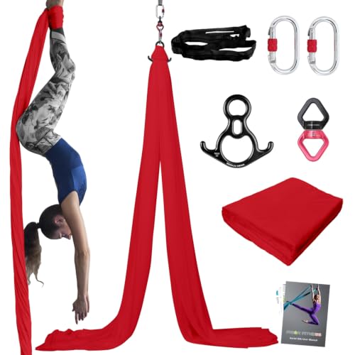 PRIOR FITNESS Aerial Silks Kit, SGS&CE Certified, 9/15/20Yards - color: Red, size: M(15 Yards)
