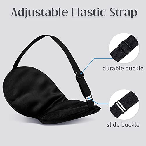 LULUSILK Mulberry Silk Sleep Eye Mask Blindfold with Adjustable Strap, Soft Eye Cover for Women Men Night Sleeping, Travel, Nap(Black) - color: Black