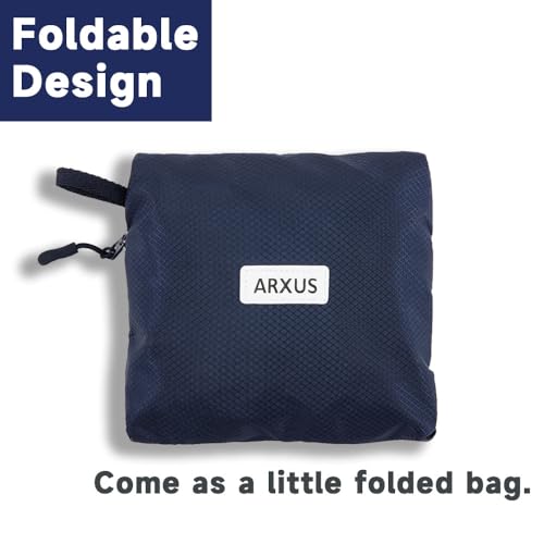 Arxus Carry On Travel Bag, Lightweight Foldable Packable Tote Bag 25L - color: Navy Blue