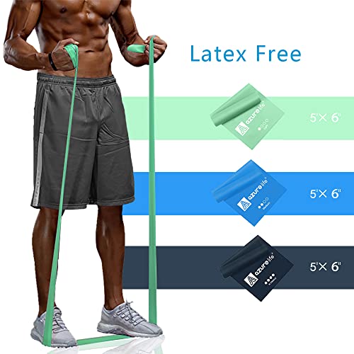 A AZURELIFE Flat Resistance Band Set (3 Pieces Total) Exercise Bands and Premium Durable Stretch Strap with Loops