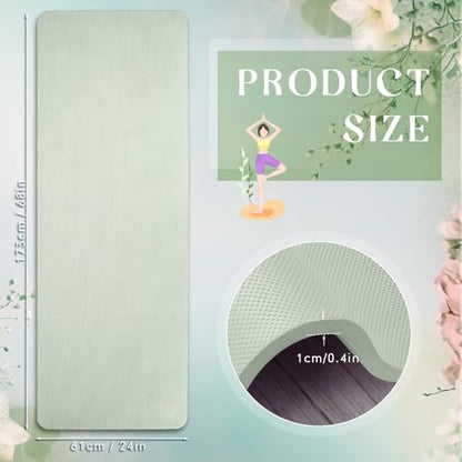 Timgle 6 Pcs 10mm Thick Yoga Mat Bulk 68 x 24 Inches Anti-slip Tear-resistant Exercise Mat Adult Gym Mats for Fitness, Stretching, Workout and Studio, Outdoor Yoga, Pilates - color: Gray Green