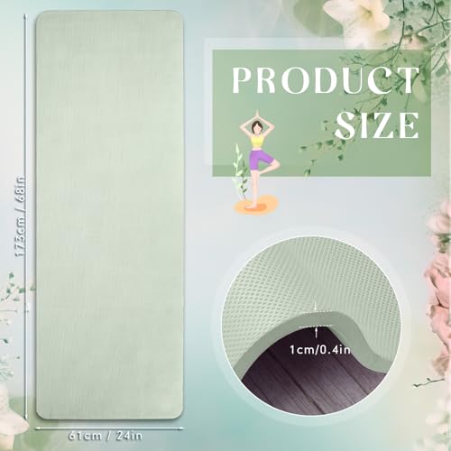 Timgle 6 Pcs 10mm Thick Yoga Mat Bulk 68 x 24 Inches Anti-slip Tear-resistant Exercise Mat Adult Gym Mats for Fitness, Stretching, Workout and Studio, Outdoor Yoga, Pilates - color: Gray Green