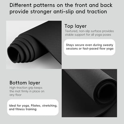Extra Large Yoga Mat for Men, 79"x40"x8mm Thick, Oversized Non-Slip TPE Workout Mat for Home Gym, Lightweight (3.5 lbs) Anti-Tear Fitness Exercise Mat for Tall Users