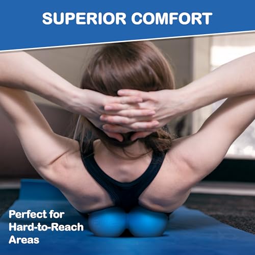 Peanut Massage Ball - Double Lacrosse Massage Ball & Mobility Ball for Physical Therapy - Deep Tissue Massage Tool for Myofascial Release, Muscle Relaxer, Acupoint Massage - color: Blue Peanut Ball