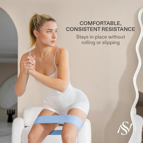 Premium Loop Resistance Bands Set - Non Slip Fabric Booty Bands for Glutes & Legs (Light, Medium, Heavy) | Hip Bands for Pilates, Strength Training & Home Workouts - color: Sky Blue
