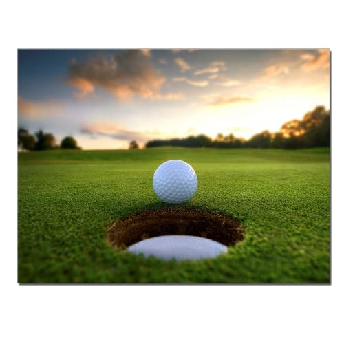 Men Cave Canvas Wall Art Golf Course Landscape Sunset Picture Printed | Golfing Sport Artwork for Office Gym Living Room Wall Decor Poster Framed Golf Course Gym Club Bar Decor - color: Golfing, size: 16"L x 12"W