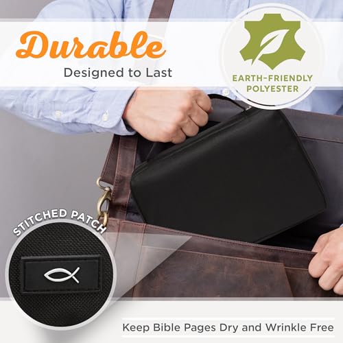 Promo Poly-Canvas Bible / Book Cover w/Fish Applique (Medium, Black) - color: Black/Jesus Fish #1, size: Medium