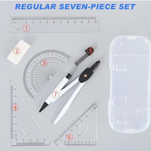 Compass Geometry Tool Protractor and Compass Geometry Set Kit Drawing Compass Math Metal Compass Drafting Tools with Carry Box for Geometry Measuring Drafting School Office Supplies