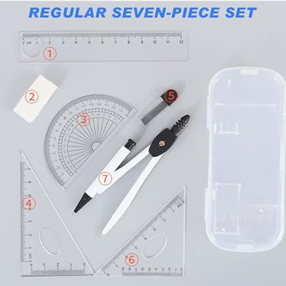 Compass Geometry Tool Protractor and Compass Geometry Set Kit Drawing Compass Math Metal Compass Drafting Tools with Carry Box for Geometry Measuring Drafting School Office Supplies