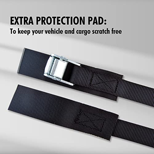 Cartman 1" x 15 ft Cam Buckle Straps, 4 Pack, 600 lb Break Strength, Black - color: Black, size: 4 PK