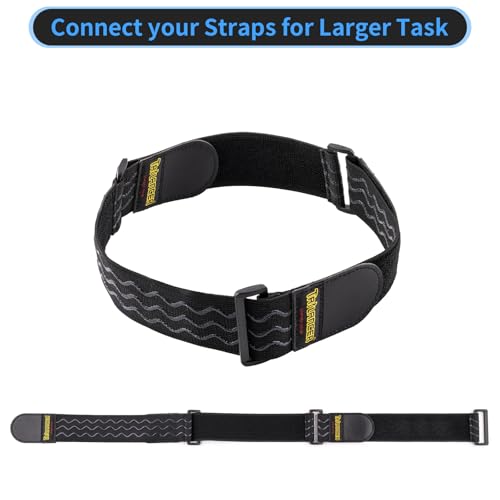 Trilancer Elastic Cinch Straps with Anti-Slip Strips, 12'' x 2'' (8 Pack) | Heavy Duty Multipurpose Hook and Loop Straps for Extension Cords, Cables, Ropes, Hoses, Bikes, Pant Garters - size: 12"(8 pcs)