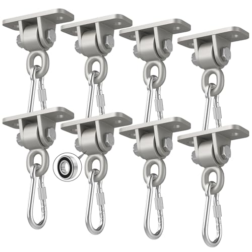 Heavy Duty Swing Hangers with Bearing, Porch Swing Hanging Kit for Outdoor Playground Tree Indoor Ceiling Mount Hardware Brackets with Snap Hooks for Yoga Hammock Punching Bag Accessories 8PCS Silver - color: Sliver, size: 8 Packs