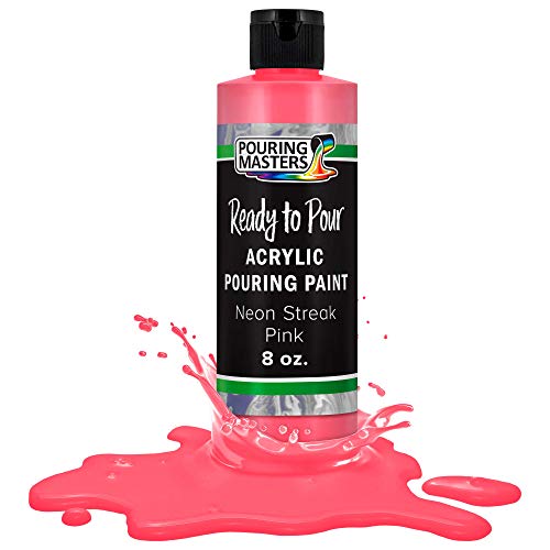 Pouring Masters Neon Streak Pink Ready to Pour Acrylic Pouring Paint - Premium 8-Ounce Pre-Mixed Fluid Acrylic Paint - Fluid Art Supplies for Canvas, Wood, Paper, Tile & Rocks - color: Neon Streak Pink