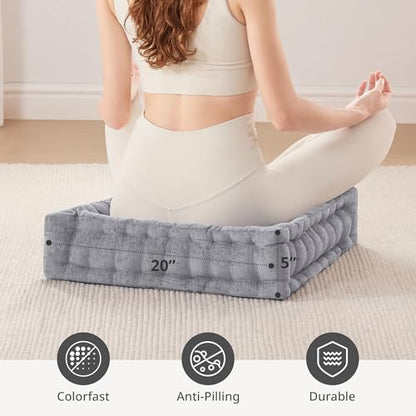 Intelligent Design Floor Pillow Large Meditation Cushion, 20x20 Grey - color: Grey