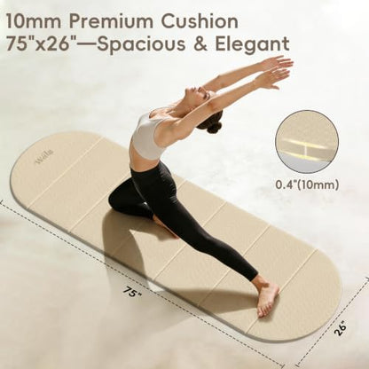 WeiLa Foldable Yoga Mat,10mm Extra Thick,Extra Long (75"x26") for Women&Men - color: Cream & Matcha Green