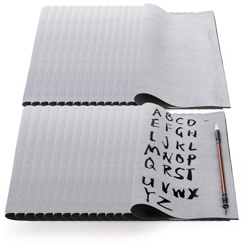 Eorbow 30 Pack Magic Water Drawing Cloth, Reusable Water Writing Canvas with Brush for Calligraphy and Painting, No Ink Practice Paper Set for Kids Adults Beginners, 17x13 Inch Art Painting Supply