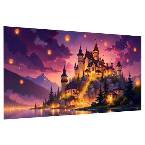 SmartEZ Large Diamond Painting Kits for Adults, Castle Diamond Art Kits | DIY Large Diamond Art Kits for Adults, Gem Art Kits for Gift, Home Wall Decor 27.5x15.7 Inch - color: Castle 001