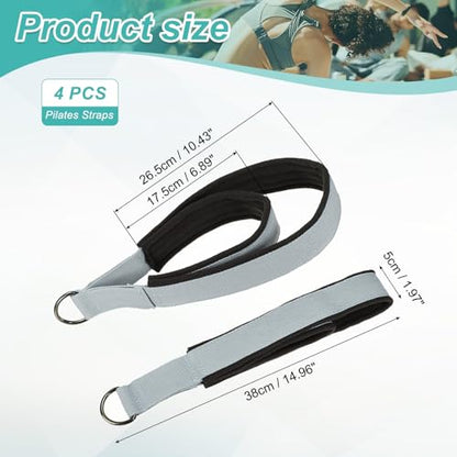 Pilates Double Loop Strap, D-Ring Padded Fitness Strap Pilates Handle Exercise - color: Gray