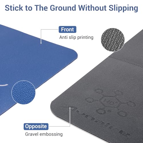 Avoalre Yoga Mat Foldable - Textured Non Slip Exercise Mat -Travel Lightweight Hot Yoga Mat with Carry Bag for Pilates & Home Workouts (72"L x 24"W x 3mm Thick) - color: Blue