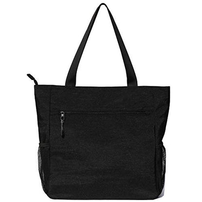 ESVAN Original Floral Water Resistant Large Tote Bag Shoulder Bag for Gym Beach Travel Daily Bags Upgraded - color: [S] Black