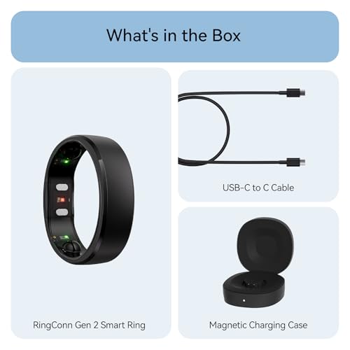 RingConn Gen 2 Smart Ring - Sleep Apnea Monitoring(Black, Size 6) | No APP Subscription, 12-Day Battery Life, Stress/Heart Rate/Women's Health Tracker, Android & iOS Compatible - color: Matte Black, size: 6