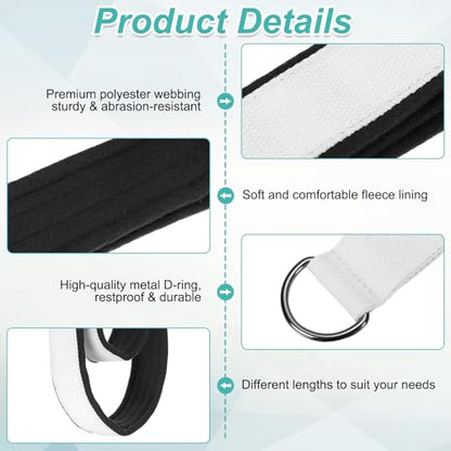 Pilates Double Loop Strap, D-Ring Padded Fitness Strap Pilates Handle Exercise - color: White
