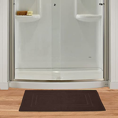 GLAMBURG Premium Cotton 20x32 inch 2-Pack Bath Mats - 100% Ringspun Cotton - Luxury Hotel & Spa Quality - 800 GSM - Durable Soft Highly Absorbent - Machine Washable - Chocolate Brown - color: Chocolate Brown