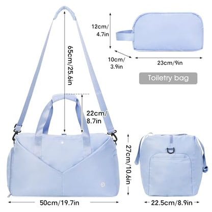 Ceneda 20" Gym Bag for Women with Wet Pocket & Shoe Compartment, Lightweight Duffel Waterproof Carry On Duffle for Travel, Yoga, Overnight (Light Blue) - color: Light Blue