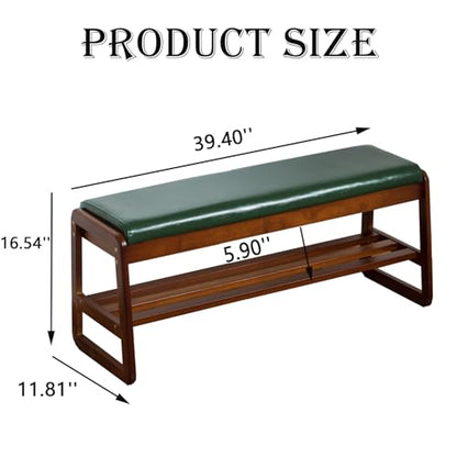 latifolia Shoe Rack Bench, Entryway Bench with Cushion(Green,39.70''L) - color: Green, size: 39.37''L