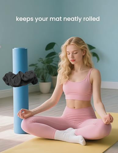 Yoga Mat Scrunchie Yoga Mat Strap Carrier Pilates Mat Holder | Holds Your Yoga Mat in Style, Adjustable & Stretchy Yoga Mat Band, Fits Most Standard Yoga Mats (mat not included),Yoga Gifts - color: Dark Gray