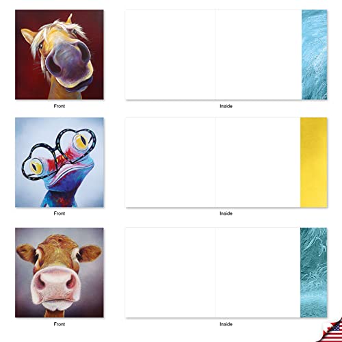 Best Card Co 10 Animal Greeting Cards Blank Inside (4 x 5.12 Inch) Close-Up Wildlife Assorted Boxed Set Animal Magnetism for Animal Lovers AMQ6218OCB-B1x10 - style: Animal Magnetism