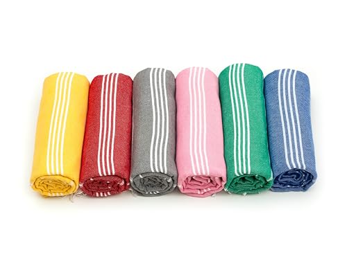 HAVLULAND Turkish Beach Towel, Pack of 6, Oversized 72" x 40"