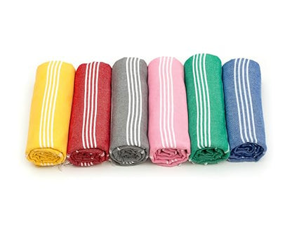 HAVLULAND Turkish Beach Towel, Pack of 6, Oversized 72" x 40"