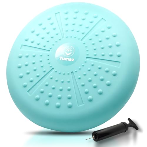 Tumaz Wobble Cushion Wiggle Seat Core Balance Disc with Pump | Extra Thick | Supports Active Sitting | For Sensory Kids | Core Training| Office, Home & Classroom - color: 11. Turquoise