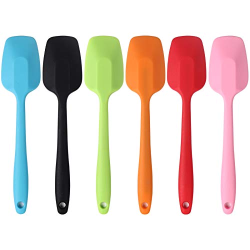 MOACC Silicone Spatulas, 8.2 inch Small Rubber Spoon Spatula Heat Resistant Seamless One Piece Design Non-Stick Spoonula Flexible Scrapers Baking Mixing Tool (6 Pcs) - size: Small(8.2" x 1.8" x 6 Pcs)