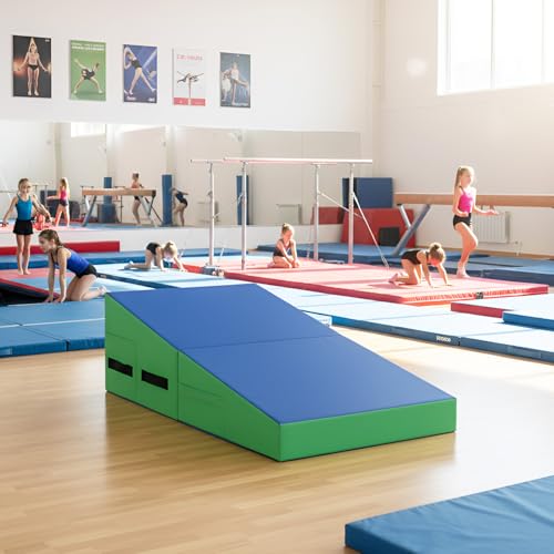 BestMassage Gymnastics Mat Incline Mat Tumbling Mat Folding Gymnastic Tumbling Mat Indoor/Outdoor Exercise Mat Home Gym Yoga Mat with Handle - size: 47.2 x 23.6 Inches