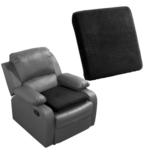 HOMBYS Tufted Furry Recliner Seat Cushion for Elderly Foam Curved Edge Large Square Seat Cushion for Office Chair, Car, Floor Pillow, No Pressure on Thighs (Black) - color: Black, size: 20*20*3in