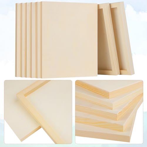 Aodaer 8 Pack Wood Panels 8 x 10 Inch Wooden Panels Canvas Unfinished Craft Wood Boards Panels for Art Crafts Acrylic and Oil Painting Pouring DIY Projects - size: 8 x 10 Inch