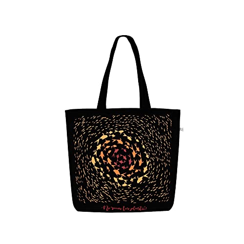Ecoright Aesthetic Canvas Tote Bag for Women Large Zipper Tote Bags with Pocket, Womens Tote Bag for Yoga, Work, Beach - color: No Room for Plastic (Black)