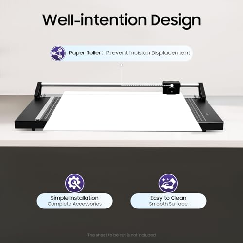 Rotary Paper Trimmer, 24" Cut Width Professional Paper Cutter, Efficient & Multi-Angle Cutting, Heavy Duty Paper Cutter for Photo Paper, Film, Art Paper Jam, 65# Manganese Steel