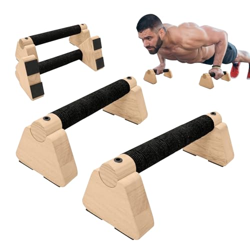 Wooden Parallettes Bars, 2 PCS Wood Push Up Bars Non-Slip Base - color: 12inch