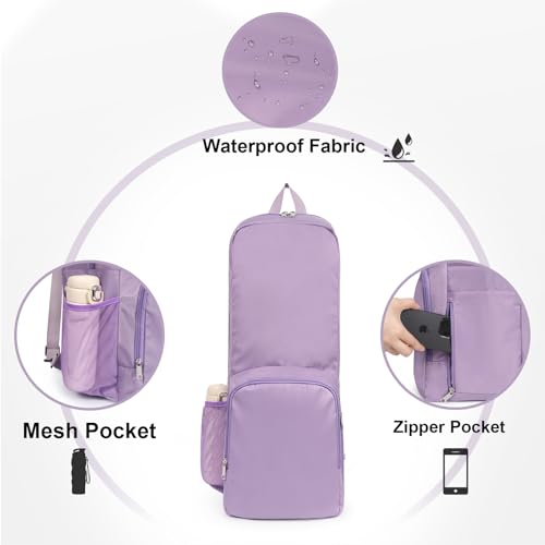 Yoga Mat Bag Carrier with Mesh & Zipper Pockets - color: Purple