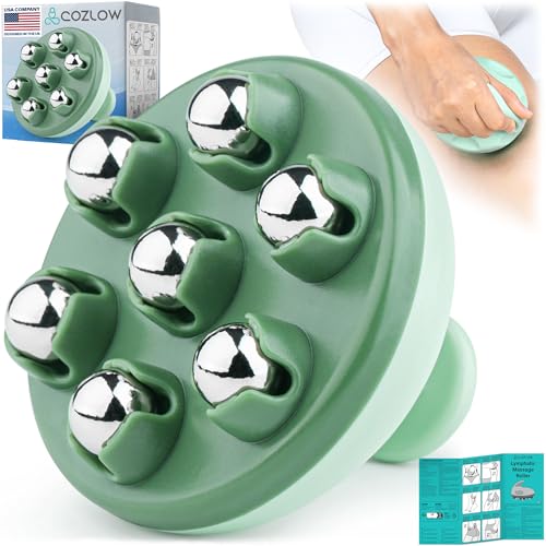 Handheld Lymphatic Drainage Massager - May Reduce Appearance of Cellulite | Cozlow manual massage tool w/ 7 rolling balls, helps support lymph system care, promotes healthy circulation & smoother skin - color: Lymphatic Massager