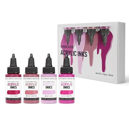Acrylic Inks for Artists - Acrylic Ink Set, Color Combination #13-4 pcs. 1 Fl Oz (30 ml) Each | Highly Concentrated, Multifunctional Liquid Acrylic Paint - color: Color Combination #13, style: Core Line