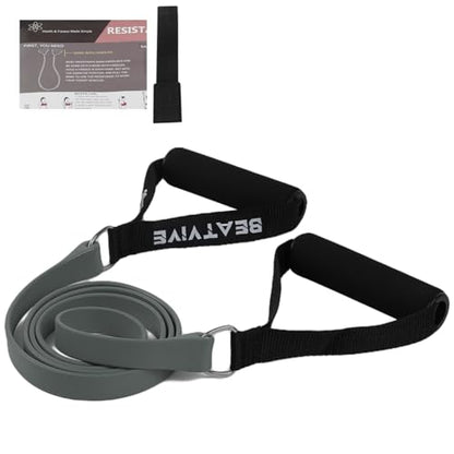 Exercise Bands with Handles, Tube Resistance Bands with Handles | Door anchor & starter guide included; 10-40 lbs, flat band, non-slip handles, for physical therapy, yoga, pilates - color: Gray-X Heavy(40lbs)